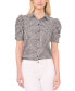 Фото #2 товара Women's Ruched Sleeve Collared Button Down Blouse
