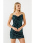 Фото #2 товара Women's Cowl Neck Strappy Back Sequins Dress