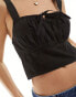 Фото #2 товара Cotton On lace trim prarie crop top in black