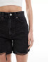 ASOS DESIGN Tall denim dad short in wash black