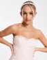 Фото #4 товара Miss Selfridge – Kurzes Ballkleid aus rosa Jacquard mit Bustier-Detail