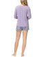 ფოტო #2 პროდუქტის Women's 2 Piece Printed Long Sleeve Henley Top with Shorts Pajama Set