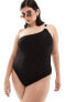 Фото #1 товара Southbeach curve textured one shoulder swimsuit with hardwear detail