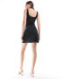 New Look mini slip dress in black spot