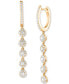 ფოტო #1 პროდუქტის Diamond Halo Dangle Hoop Drop Earrings (1 ct. t.w.) in 14k Gold