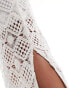 Фото #4 товара New Look diamond pattern crochet midi skirt co-ord in cream