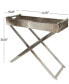 45" x 18" x 30" Leather Tray Diagonal Silver-Tone Legs and Handles Accent Table