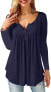 Фото #13 товара Amoretu Women's V-Neck Button Down Blouse, Solid Tunic Long Sleeve / Short Sleeve Tops