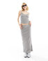 COLLUSON eyelet detail washed maxi column skirt in grey 34 - фото #2