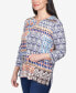 ფოტო #4 პროდუქტის Petite Autumn Weekend Printed Patchwork Split Neck Top