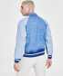 ფოტო #2 პროდუქტის Men's Coastal Colorblocked Denim Varsity Jacket, Created for Macy's