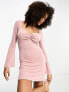 Фото #5 товара ASOS DESIGN long sleeve mini dress with knot detail in dusty rose