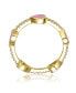 ფოტო #2 პროდუქტის Kids/Teens 14k Yellow Gold Plated with Cubic Zirconia Pink Enamel Heart Stacking Ring