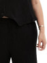 Vero Moda Curve plisse wide leg trouser co-ord in black