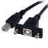 Фото #1 товара 1 ft Panel Mount USB Cable B to B - F/M - 0.3 m - USB B - USB B - USB 2.0 - 480 Mbit/s - Black