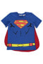 Süperman Erkek Çocuk Pelerinli Tişört 10-13 Yaş Saks Mavisi