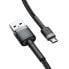 Wytrzymały elastyczny kabel przewód USB microUSB QC3.0 2.4A 1M czarno-szary