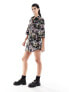 Фото #10 товара ASOS DESIGN mini shirt dress with fluted sleeve detail in floral tapestry