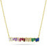 Playful gold-plated necklace with colored zircons NCL148YRBW