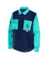 Women's Deep Sea Blue, Light Blue Seattle Kraken Colorblock Button-Up Shirt Jacket