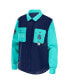 Фото #3 товара Women's Deep Sea Blue, Light Blue Seattle Kraken Colorblock Button-Up Shirt Jacket