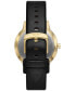 ფოტო #3 პროდუქტის Men's Multifunction Black Leather Strap Watch, 42mm and Black Onyx Beaded Bracelet Set