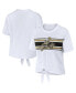 ფოტო #1 პროდუქტის Women's White New Orleans Saints Front Tie Retro T-shirt