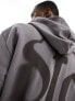 ASOS DARK FUTURE oversized hoodie in charcoal grey with graffiti back print Volcanic Glass, S - фото #7