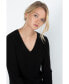 Фото #2 товара Women's 100% Pure Cashmere Long Sleeve Pullover V Neck Sweater