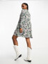 Фото #5 товара Monki button through mini smock dress in floral print