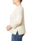 Фото #3 товара Plus Size Cable-Knit Dropped-Shoulder 3/4-Sleeve Sweater