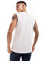 Jack & Jones oversized crane front print vest in white