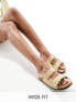 Glamorous Wide Fit double strap footbed sandals in taupe