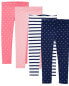 Фото #1 товара Toddler 4-Pack Striped & Polka Dots Leggings Set 2T