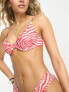 Фото #2 товара River Island mesh insert underwired bikini top in red animal print