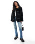 YAS faux fur jacket with buckle fastening in black - BLACK