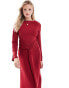 ASOS DESIGN tie up waist crepe maxi dress in red