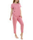 Women's 2-Pc. Cropped Pointelle Pajamas Set