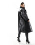 Фото #4 товара NA-KD oversized bonded maxi coat in black