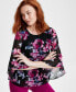 ფოტო #1 პროდუქტის Women's Floral-Print Ruffle-Sleeve Blouse