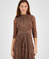 ფოტო #3 პროდუქტის Petite Printed Mock Neck Midi Dress