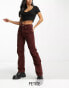 Фото #1 товара DTT Petite Olive straight leg cord trousers in chocolate brown