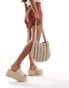 Pull&Bear crochet shoulder bag in orange and cream stripe