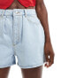 Фото #5 товара ASOS DESIGN denim pleated shorts in light blue