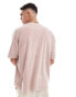 ASOS DESIGN oversized t-shirt in pink towelling Розовый, XS - Chest 36 - фото #2