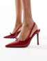 Glamorous slingback heeled shoes with bow in Cherry Red