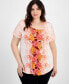 Фото #1 товара Plus Size Ombré Flora Scoop-Neck Top, Created for Macy's