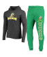 ფოტო #1 პროდუქტის Men's Green, Heather Charcoal Oregon Ducks Meter Long Sleeve Hoodie T-shirt and Jogger Pajama Set