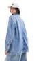 Lee workwear label denim chore coat in mid wash