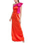 Rene Ruiz One-Shoulder Satin Column Gown Women's